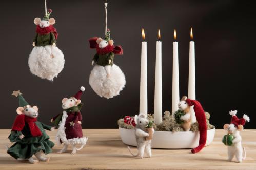 Ulldjur - Möss - Jul - 10 cm - 1 st - www.frokenfraken.se