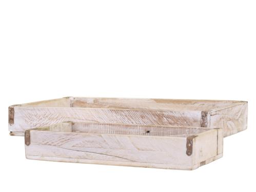 Träbrickor- 2 storlekar - Antik Vit - 43 x 25 cm - www.frokenfraken.se