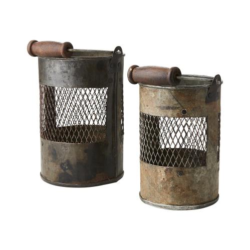 Ljuslykta - Metall - Grå - 2 st - Ø11 x 17/26 cm - www.frokenfraken.se
