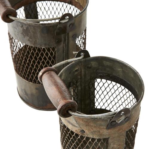Ljuslykta - Metall - Grå - 2 st - Ø11 x 17/26 cm - www.frokenfraken.se