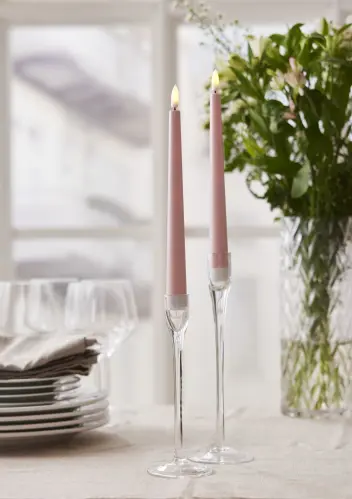 Batteriljus - LED - Antikljus - Rosa - 2 pack - Flamme - 26 cm - Timer - www.frokenfraken.se