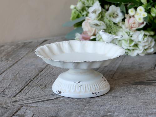 Skål på fot - Fågel - Antik Creme - 8 x Ø17 cm - www.frokenfraken.se