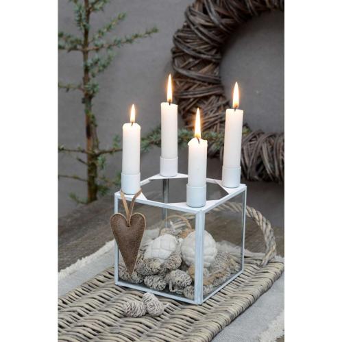 Ljusstake - Glaskub - 15,5 cm - Vit - www.frokenfraken.se