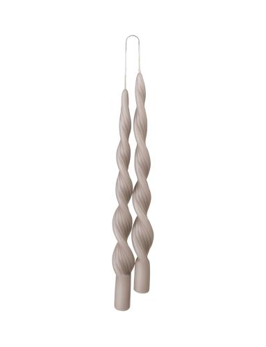 Spiralljus - Twisted candle 2-pack - Alpaca - 30 cm - www.frokenfraken.se