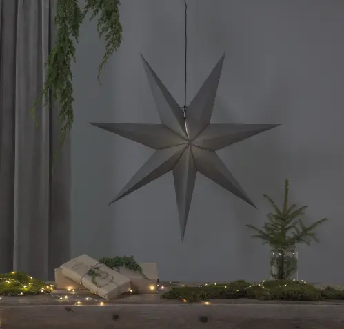 Julstjärna - Grå - inkl svart textilsladd - 55 x 65 cm - www.frokenfraken.se