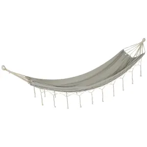Hängmatta - grå/blåmelerad benvit tofs - www.frokenfraken.se