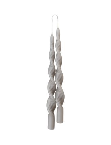 Spiralljus - Twisted candle 2-pack - Mud - 30 cm - www.frokenfraken.se