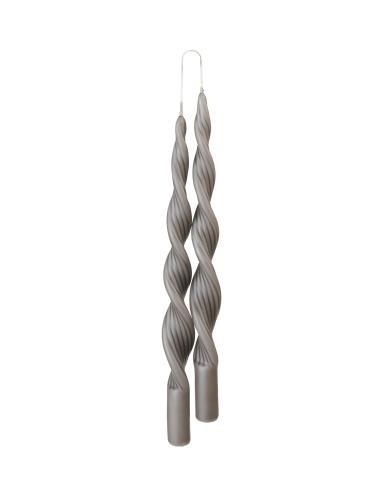 Spiralljus - Twisted candle 2-pack - Taupe - 30 cm - www.frokenfraken.se