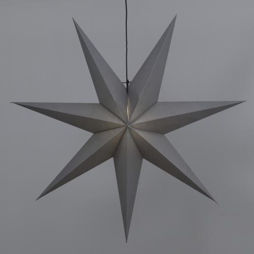 Julstjärna - Grå - inkl svart textilsladd - 70 cm - www.frokenfraken.se