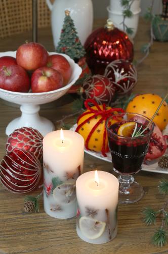 Blockljus - Julkryddor - Vit - Ø7 x 14 cm - www.frokenfraken.se