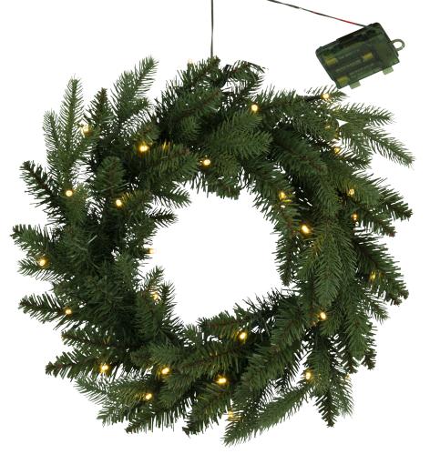 Krans - Grankrans belysning- Batteri - Ø40 cm - www.frokenfraken.se