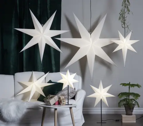 Julstjärna - Frozen Vit - inkl svart textilsladd - 70 cm - www.frokenfraken.se