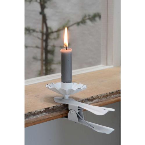 Ljusklämma - Ljusclips XL - för rustikljus - Vit - 16 cm - www.frokenfraken.se