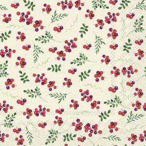 Servetter - Berry Allover Cream - 20 st/33 x 33 cm - www.frokenfraken.se