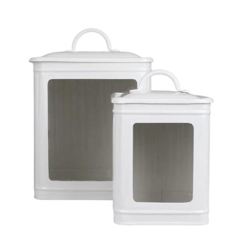 Plåtburk Hugo m. Fönster Liten - Vit - B12 x H20 x D12 cm - www.frokenfraken.se