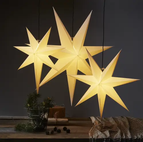 Julstjärna - Frozen Vit - inkl svart textilsladd - 70 cm - www.frokenfraken.se