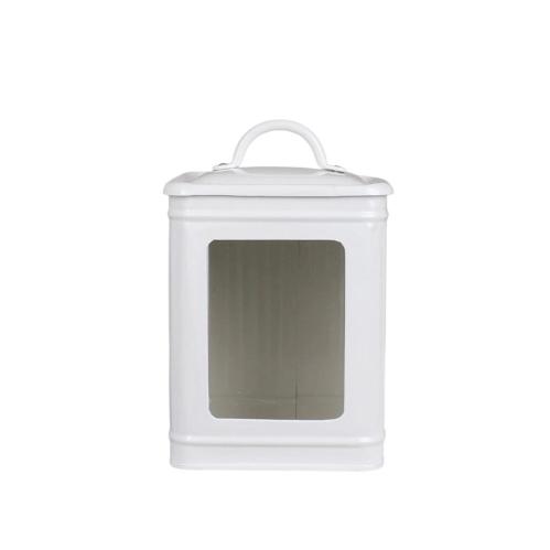 Plåtburk Hugo m. Fönster Liten - Vit - B12 x H20 x D12 cm - www.frokenfraken.se