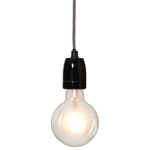 Lampsladd Porslin Svart - Symaskinssladd med strömbrytare - 5m - www.frokenfraken.se
