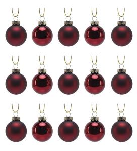 Julkula - 15st - glas - Röd - 3 cm - www.frokenfraken.se