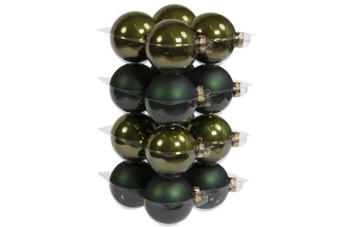 Julkula - Glas - Mörkgrön - 8 cm - 16-pack - www.frokenfraken.se