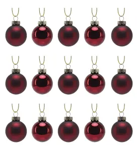 Julkula - 15st - glas - Röd - 3 cm - www.frokenfraken.se