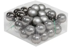 Julkula på ståltråd - Glas - Titan - 4 cm - 36-pack - www.frokenfraken.se
