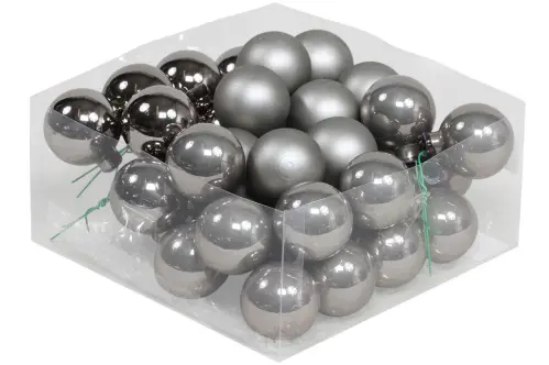 Julkula på ståltråd - Glas - Titan - 4 cm - 36-pack - www.frokenfraken.se