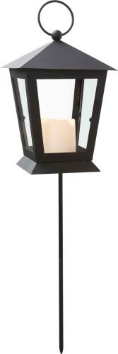 Lykta med batteriljus på pinne - Svart - Metall - 40 cm - www.frokenfraken.se
