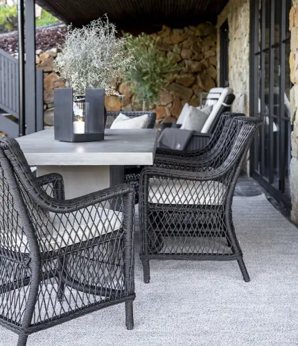 Matstol utomhus - Korgstol Artwood Marbella- Svart - Inkl dyna - www.frokenfraken.se
