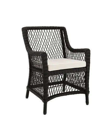 Matstol utomhus - Korgstol Artwood Marbella- Svart - Inkl dyna - www.frokenfraken.se