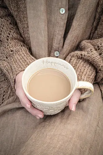 Mugg - Happiness - Caramel - Bidra till Barncancerfonden - www.frokenfraken.se