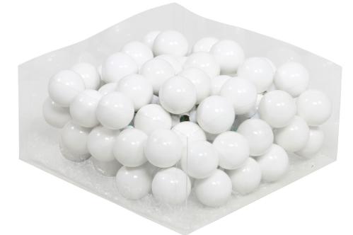 Julkula på ståltråd - Glas - Vit - 3 cm - 72-pack - www.frokenfraken.se