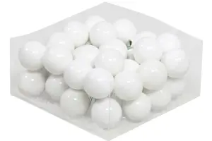 Julkula på ståltråd - Glas - Vit - 4 cm - 36-pack - www.frokenfraken.se
