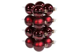 Julkula - Glas - Mörkröd - 8 cm - 16-pack - www.frokenfraken.se
