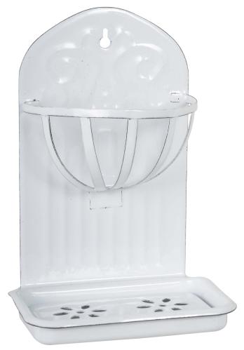Tvålkopp med Korg till vägg emalje - 15 X 21,5 X 9 CM - www.frokenfraken.se
