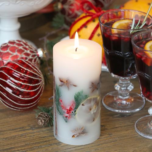 Blockljus - Julkryddor - Vit - Ø7 x 14 cm - www.frokenfraken.se