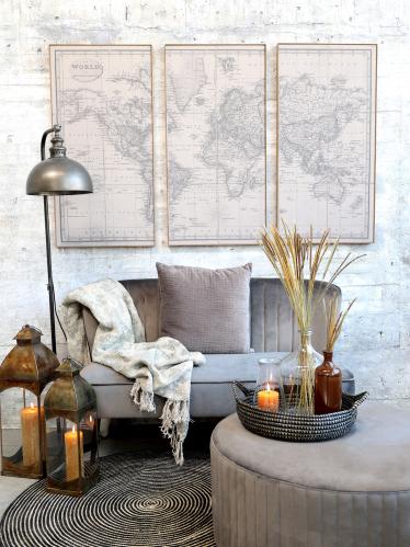 Sittpuff - Sammet - Latte - 35 x Ø85 cm - www.frokenfraken.se