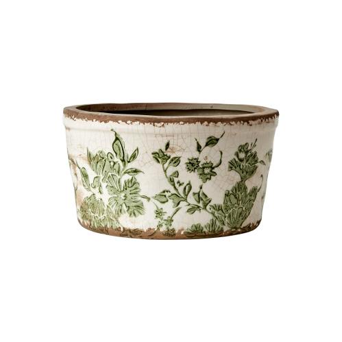 Kruka S - Grön mönstrad - Ø14/17 x 9 cm - www.frokenfraken.se
