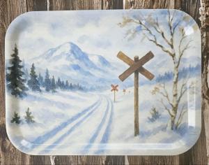 Bricka - Skidspår med ledkryss - 27 x 20 cm - www.frokenfraken.se