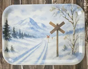 Bricka - Skidspår med ledkryss - 27 x 20 cm - www.frokenfraken.se