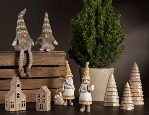 Ljuslykta - Hus - Kyrka - LED - Beige - 18 cm - www.frokenfraken.se