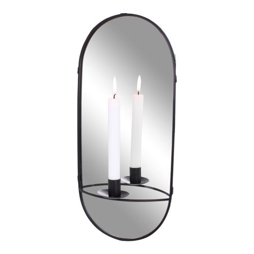 Spegel m. Ljushållare Svart - W 20,5 x H 46 - www.frokenfraken.se