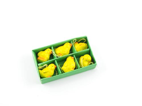 Påskpynt till påskris - Porslin - Kycklingar 6-Pack - www.frokenfraken.se