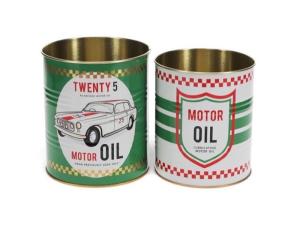 Plåtkruka - Burk i plåt - Retro - Motor Oil - 2 storlekar - www.frokenfraken.se
