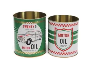 Plåtkruka - Burk i plåt - Retro - Motor Oil - 2 storlekar - www.frokenfraken.se