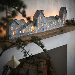 Ljuslykta - Hus - Grå/Vit - 68 cm - www.frokenfraken.se