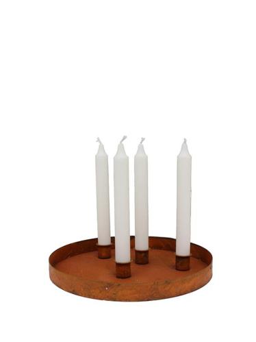 Fat Ljusstake 4 ljus - Rost - Ø26 x 2,5cm - www.frokenfraken.se