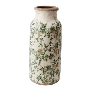 Urna L - Grön mönstrad - Ø16/12 x 38 cm - www.frokenfraken.se