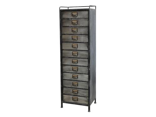 Hylla - 12 lådor - Antikgrå/Järn - 144 x 42 cm - www.frokenfraken.se