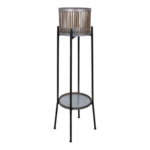 Korg på piedestal - Zink/Bambu 110 x Ø40 cm - www.frokenfraken.se